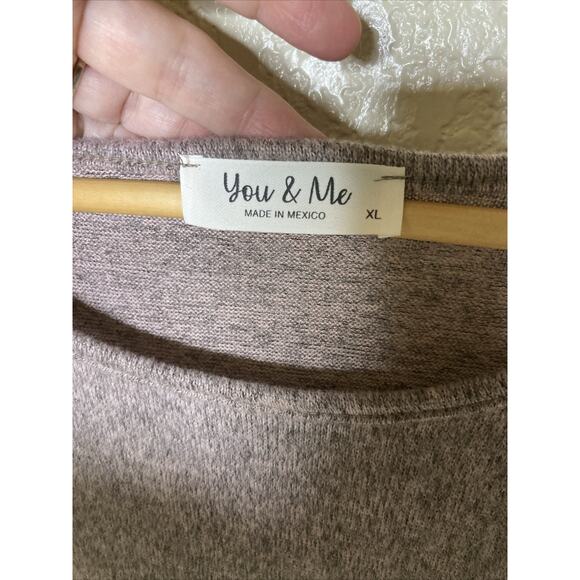 You & Me Sweater Knit Dress Heathered Pink 3/4 Sleeve Ruffle Hem Womens XL - Picture 4 of 11